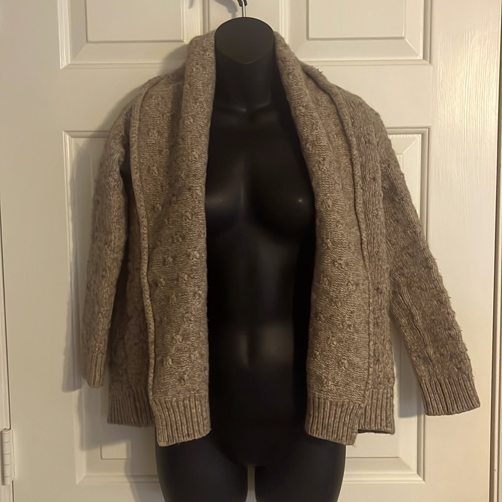 Vince Tuck Stitch Cardigan Heather Khaki Tan - Picture 2 of 8